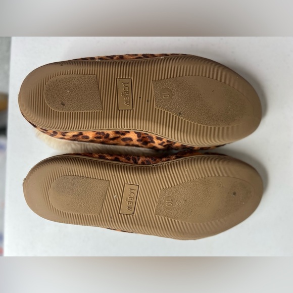 J Crew Faux Calf Hair Leopard Print Fuzzy Fur Lined Women Mocassin Slip On Sz 10 - Picture 4 of 6